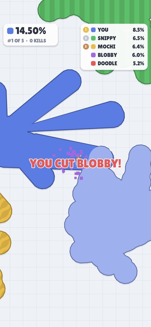 YOU CUT SNIPPY! — a rival's trail snipped mid-loop
